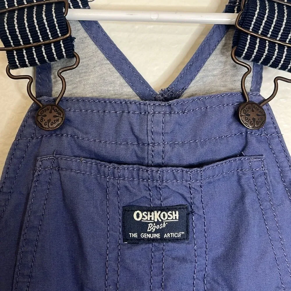 OshKosh B'Gosh Boys Blue Lined Overalls 3T 100% Cotton